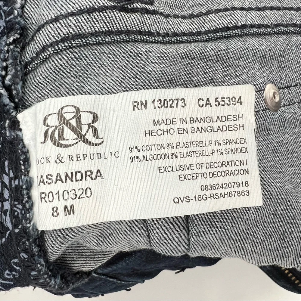 Rock & Republic Women's Size 8 Kasandra Stretch Bootcut Denim Jeans Studded READ - Picture 13 of 14